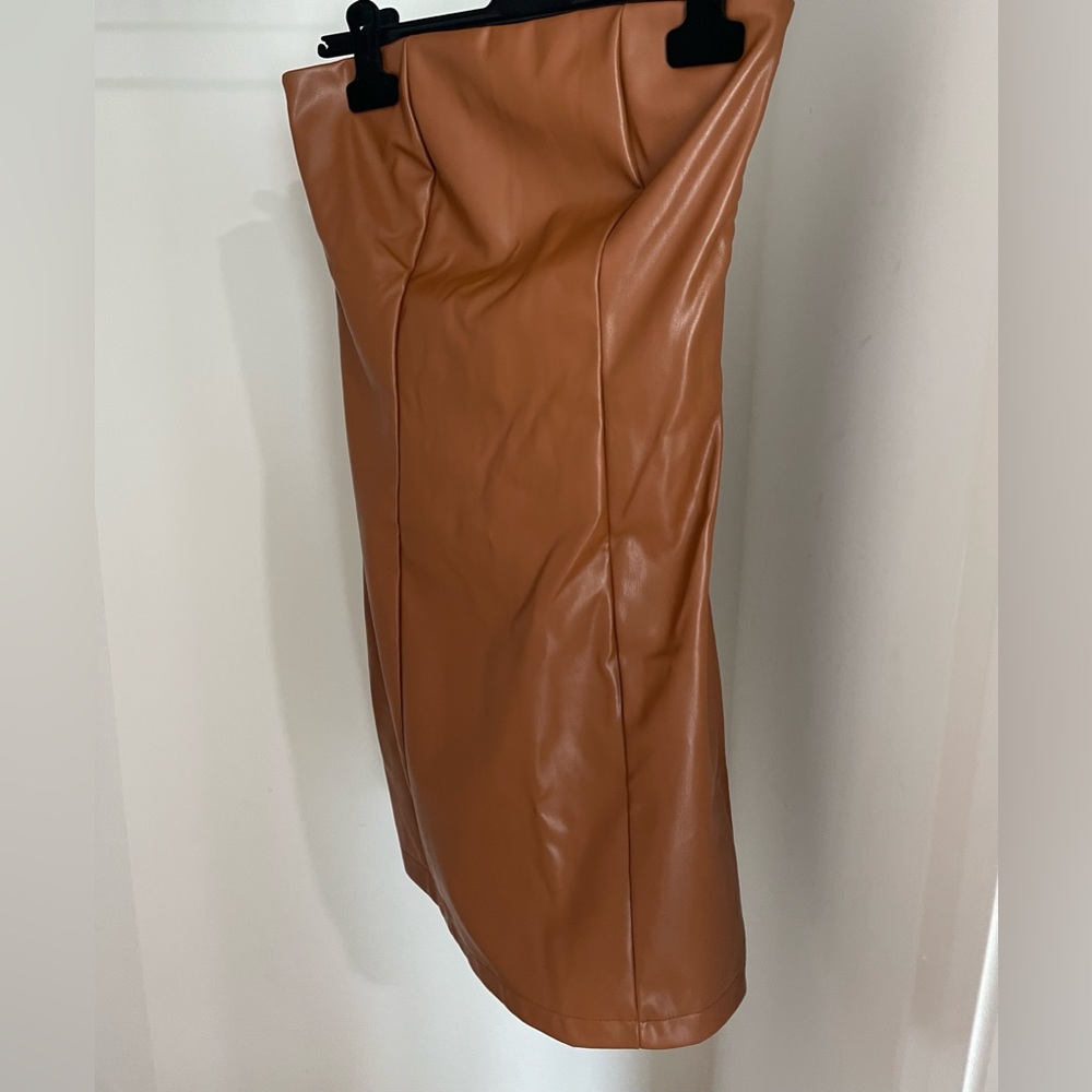 Small- Pleather Strapless Dress